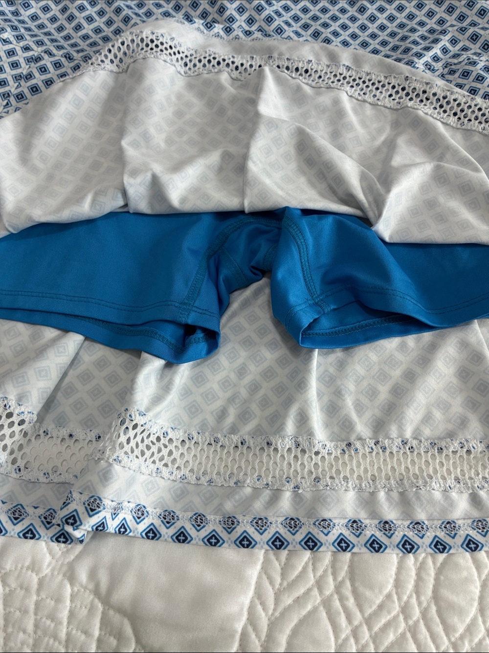 Lucky in Love Blue Geometric A-Line Skort - Picture 2 of 5